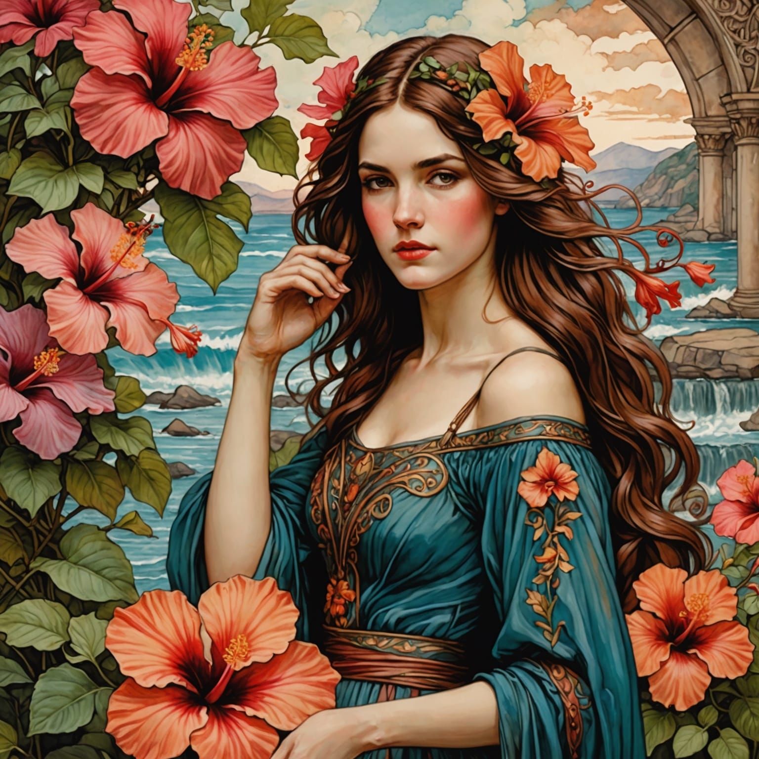Surreal Hibiscus Goddess Amidst Tropical Bloom
