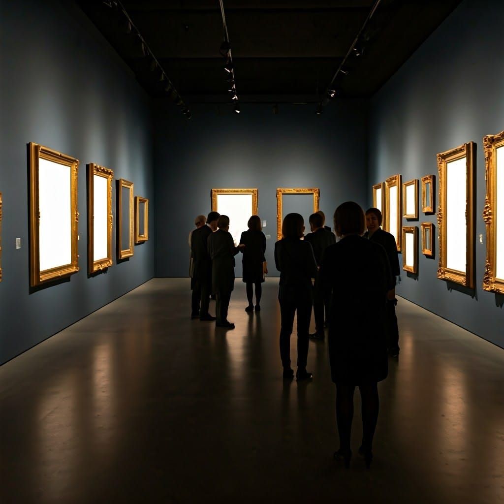 Surrealist Gallery Scene with Ethereal Mystery