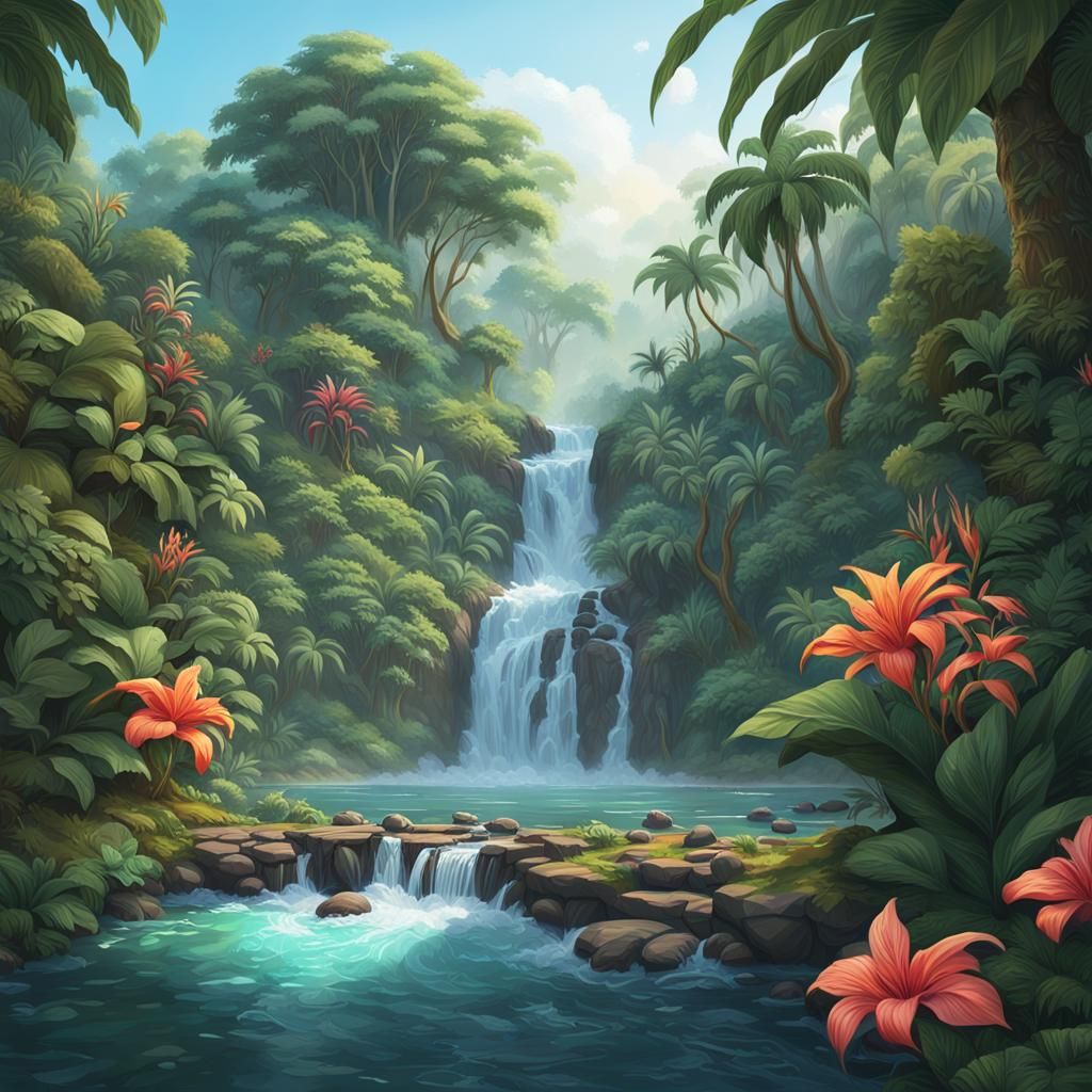 Multi level waterfall on a river.