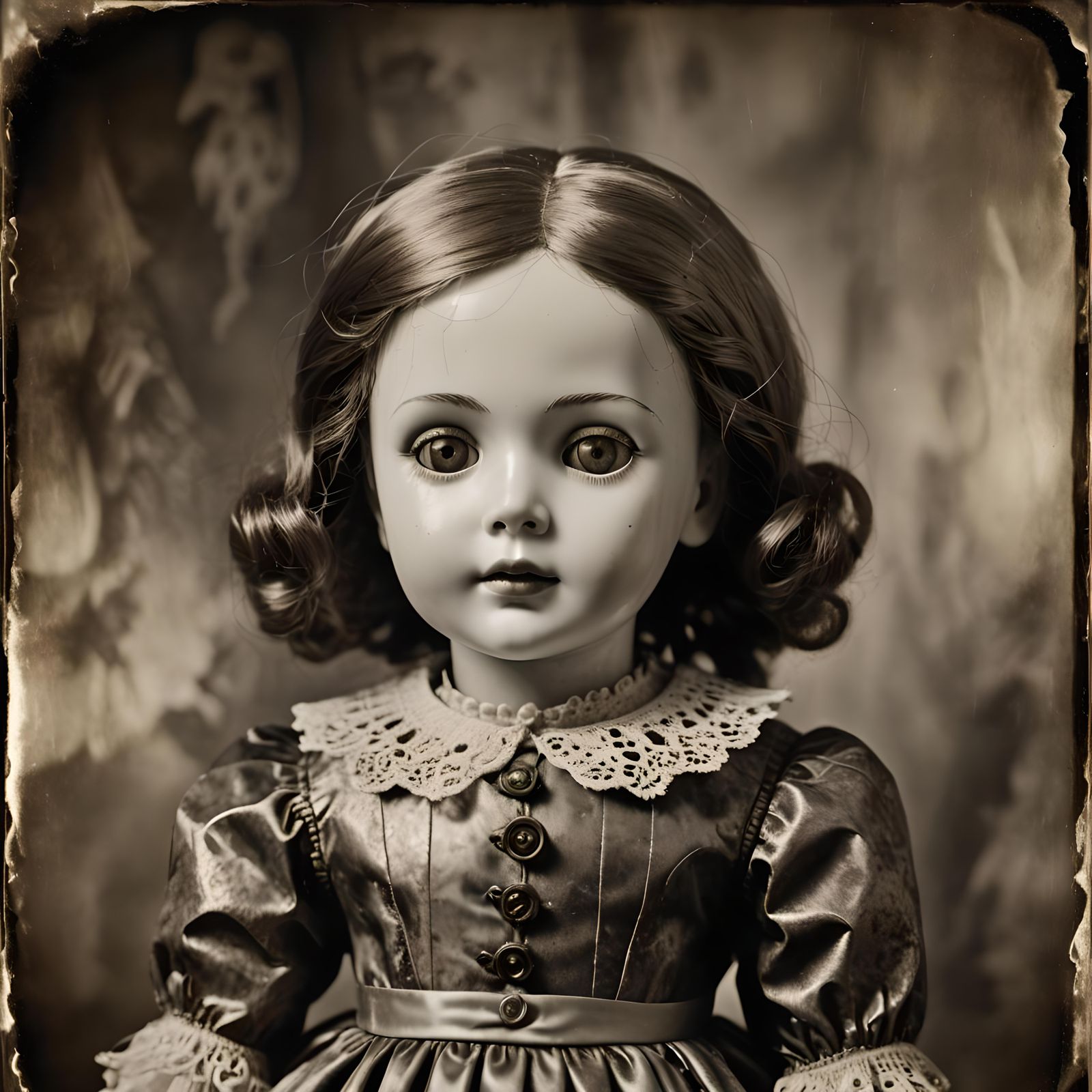 Haunted Porcelain Doll in Sepia Haze