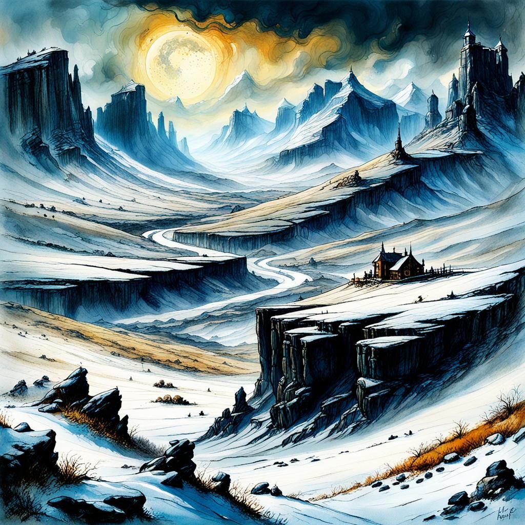 Winter's Majestic Arrival on a Highland Plain, in a Dreamlik...