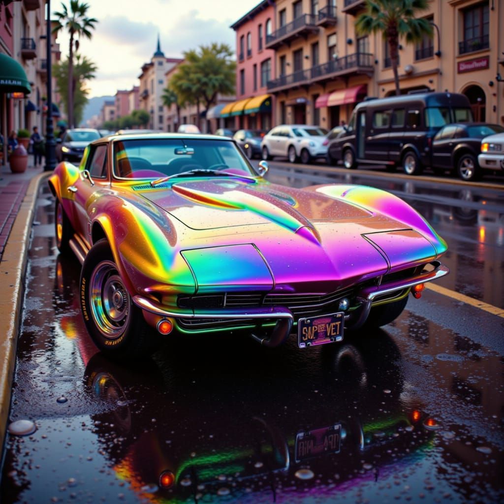 1960s Stingray Muscle Car with Chrome Rainbow Paint