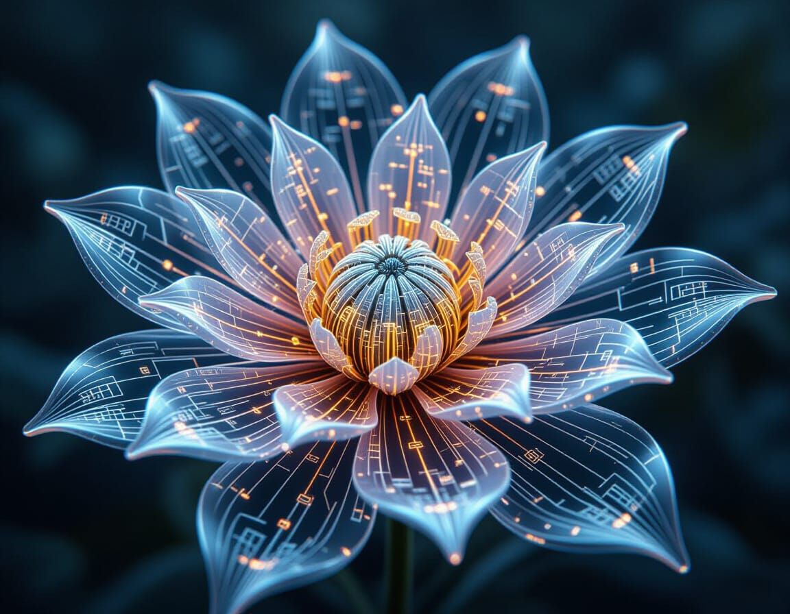 Techno-Magical Electrum Bloom Flower