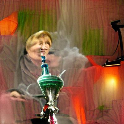 Angela Merkel Smokes Pipe in Exotic Paradise