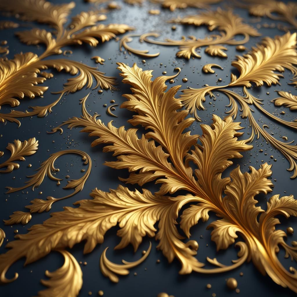 Luxurious Gold Leaf Wallpaper in Intricate Detail
