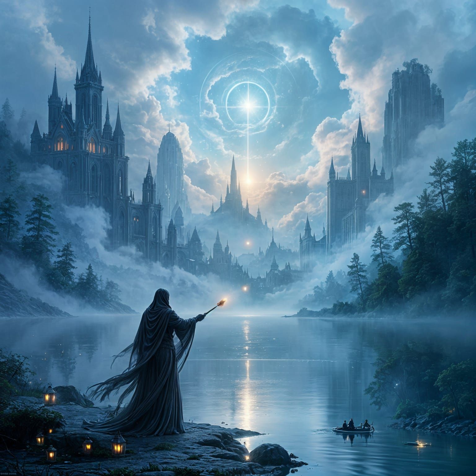 Surreal Misty Mirror Portal to Other Worlds