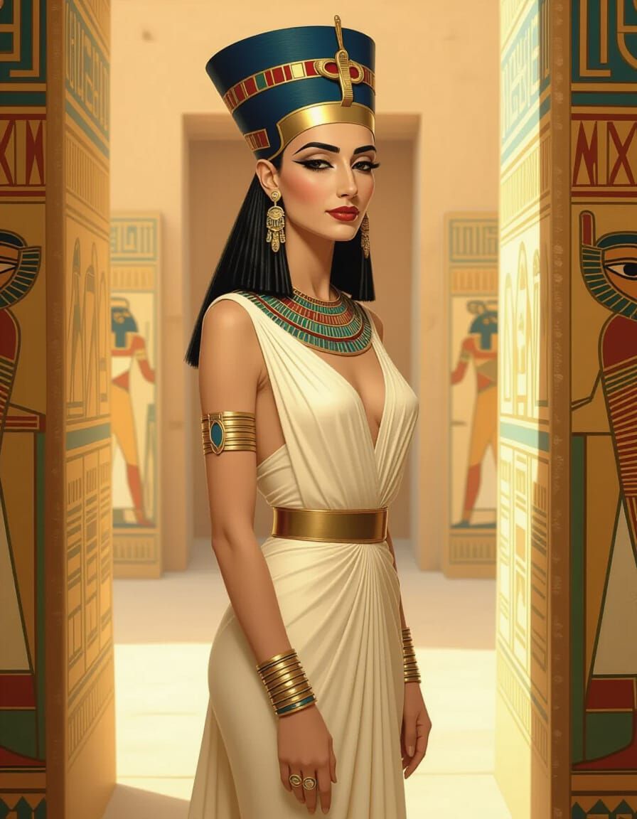 Art Deco Egyptian Queen Portrait by Gustav Klimt