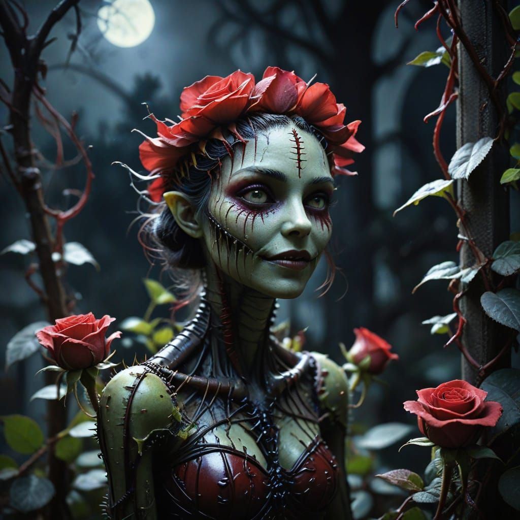 Gothic Rose Hybrid in Moonlit Macabre