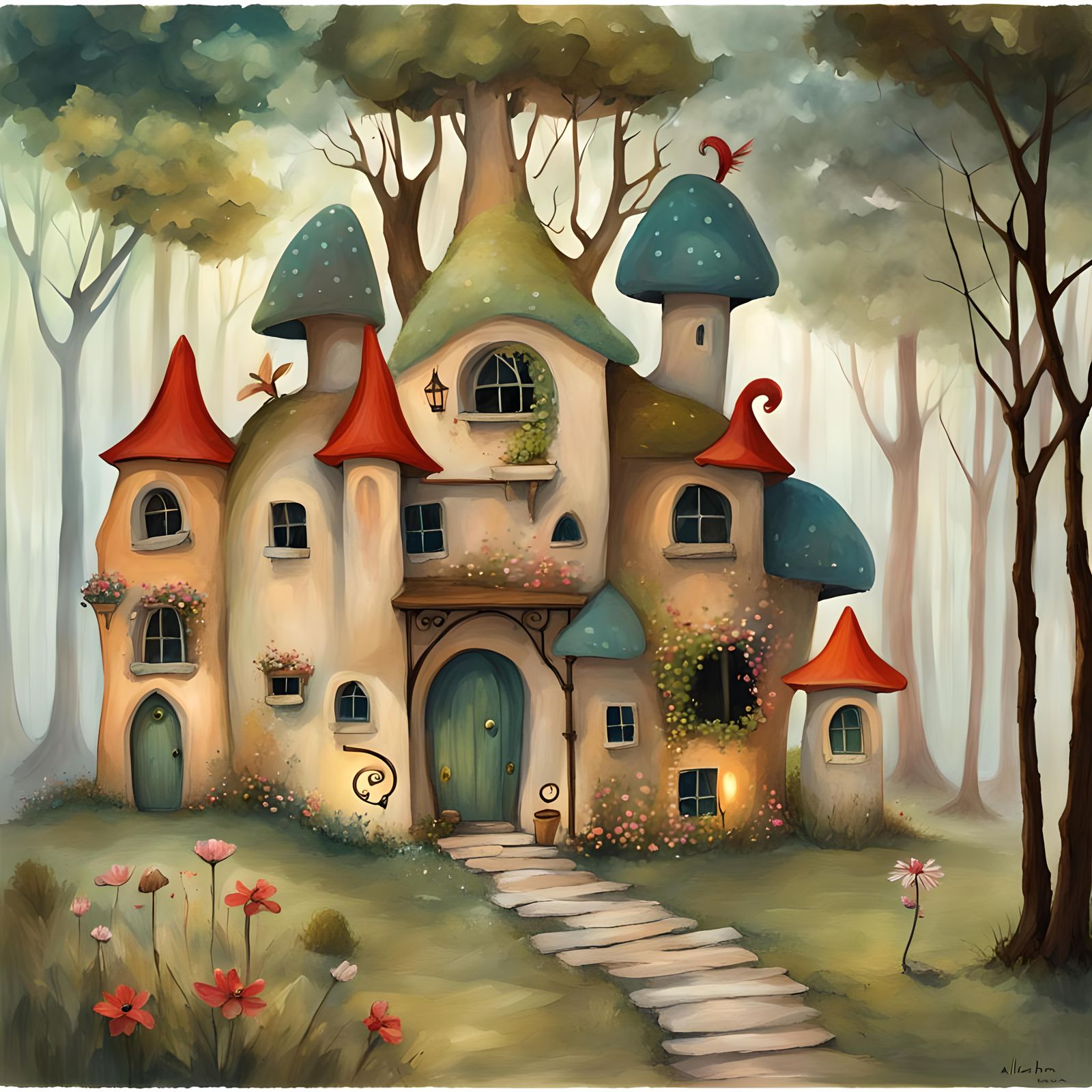 Fantasy fairy house, By Alice Rahon