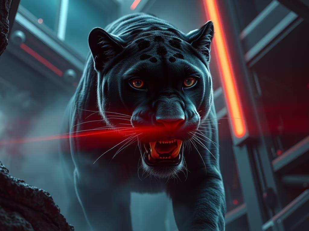Fierce Panther Emerges in Dark Sci-Fi Realm