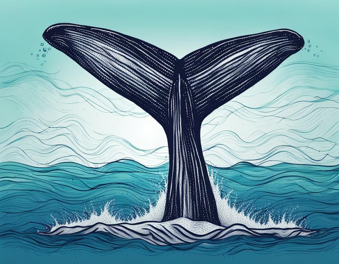 Scribbled Whale Emerges from the Ocean