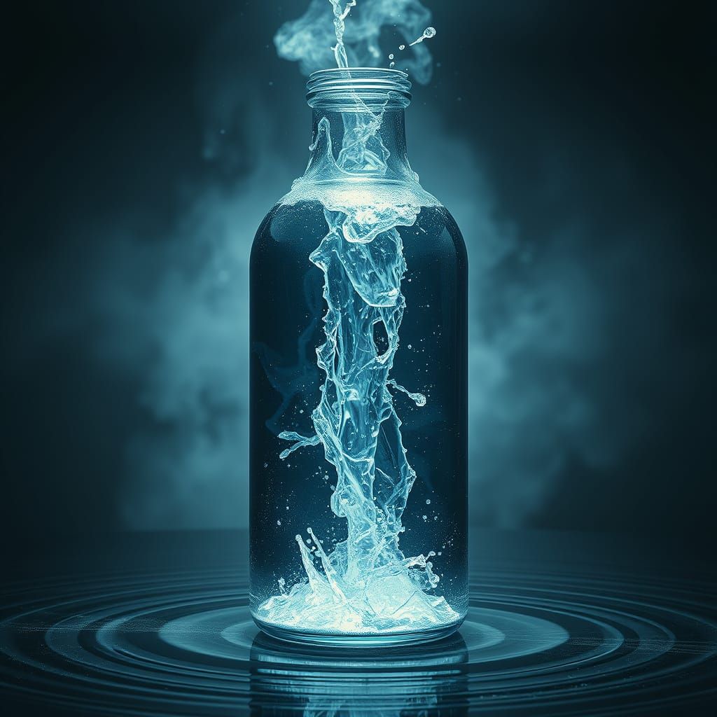 Waterfall in a Bottle: Futuristic Double Exposure