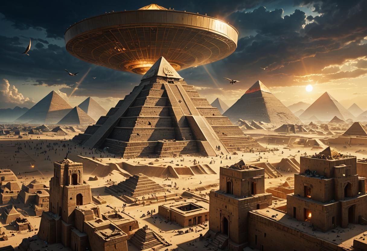 Ancient Ruins Shattered in Futuristic Metropolis