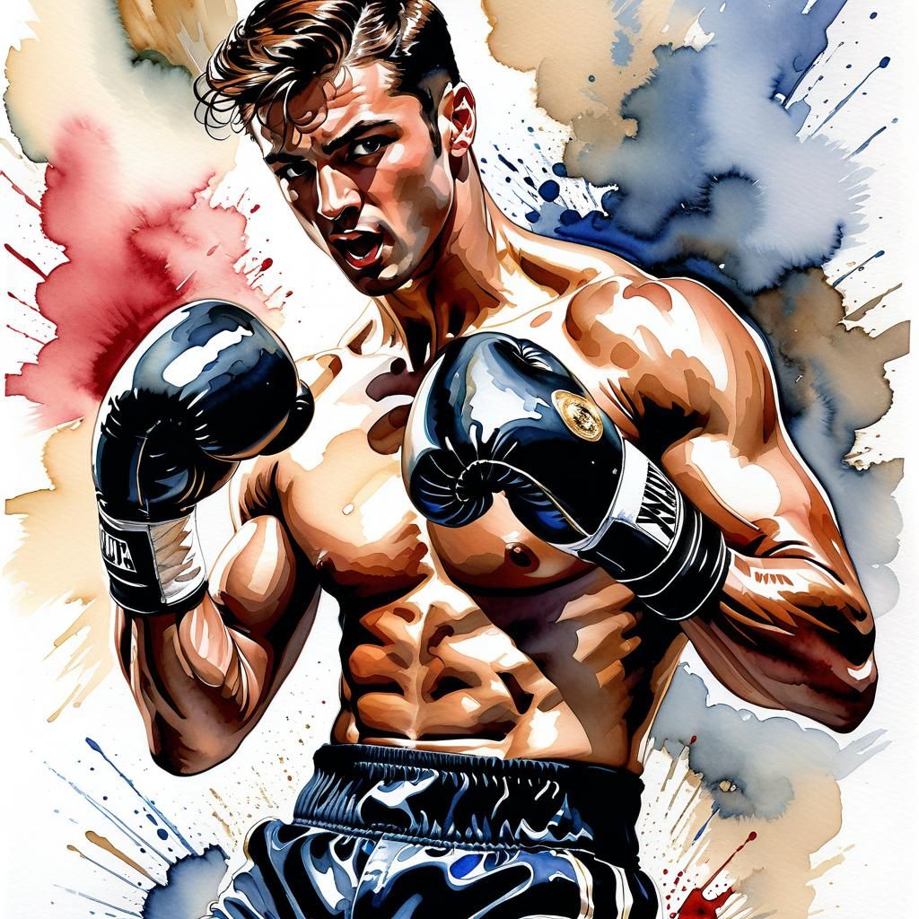 Handsome boxing fighter