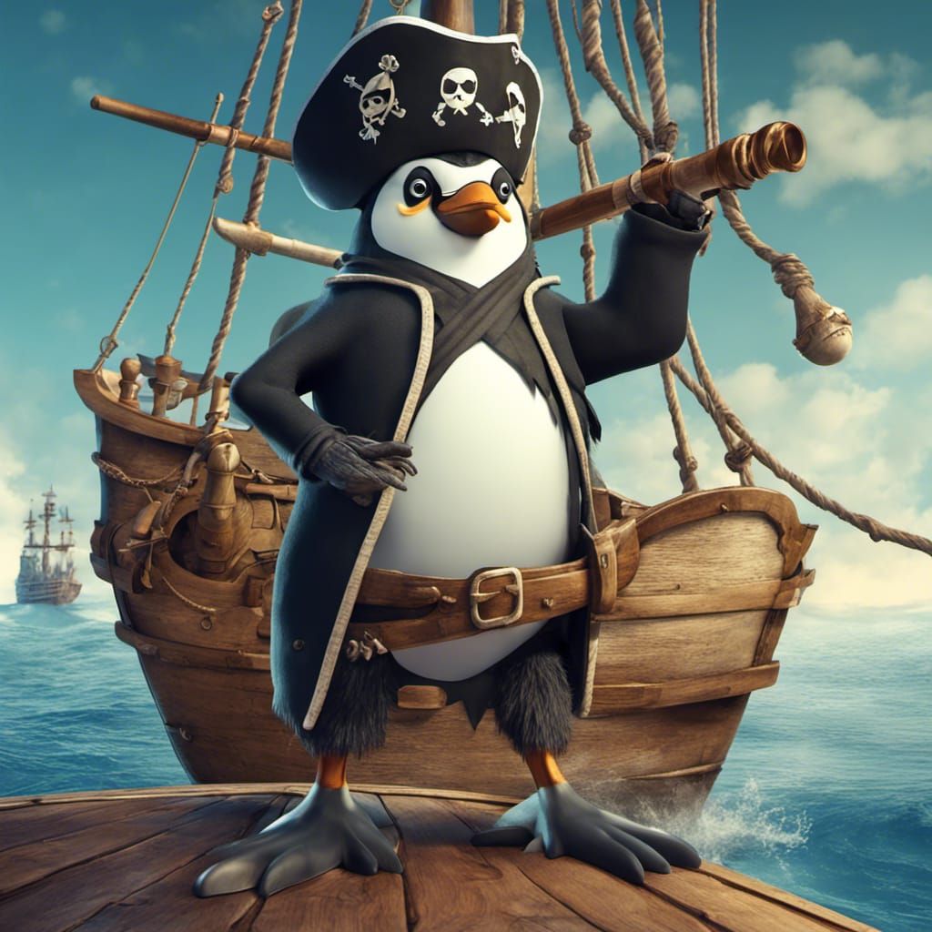 Pirate Penguin Sets Sail on the High Seas