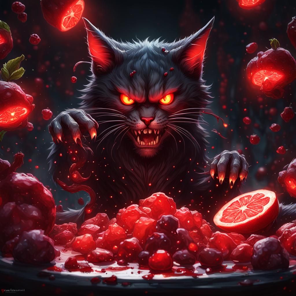 Dark Fantasy Demon Cat in Sinister Snarl