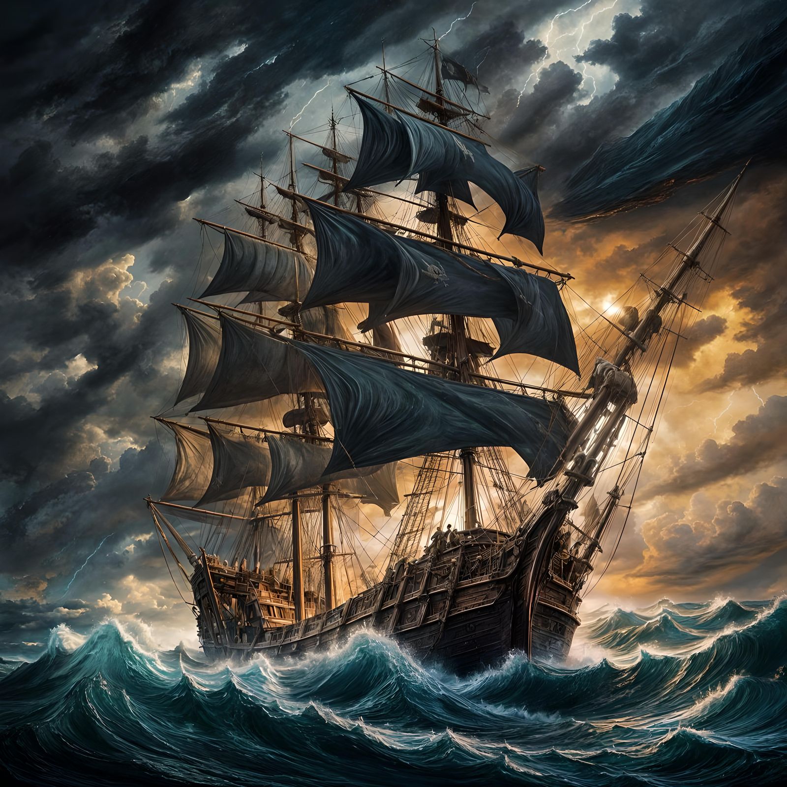 Daily Challenge #707: No Theme Thursday - A pirate sailing ship in rough seas