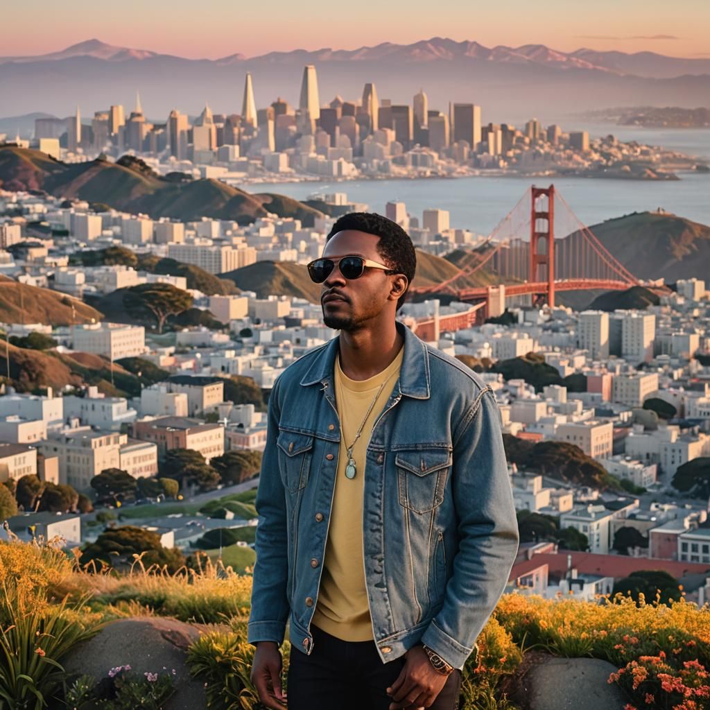 San Francisco Panorama in Lowry-Inspired Oil Painting Style