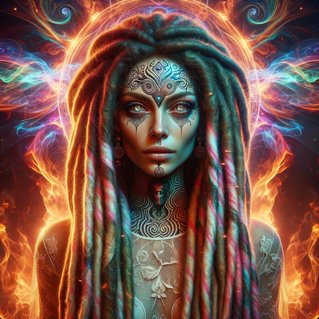 Mystical Goddess with Psychedelic Spiral