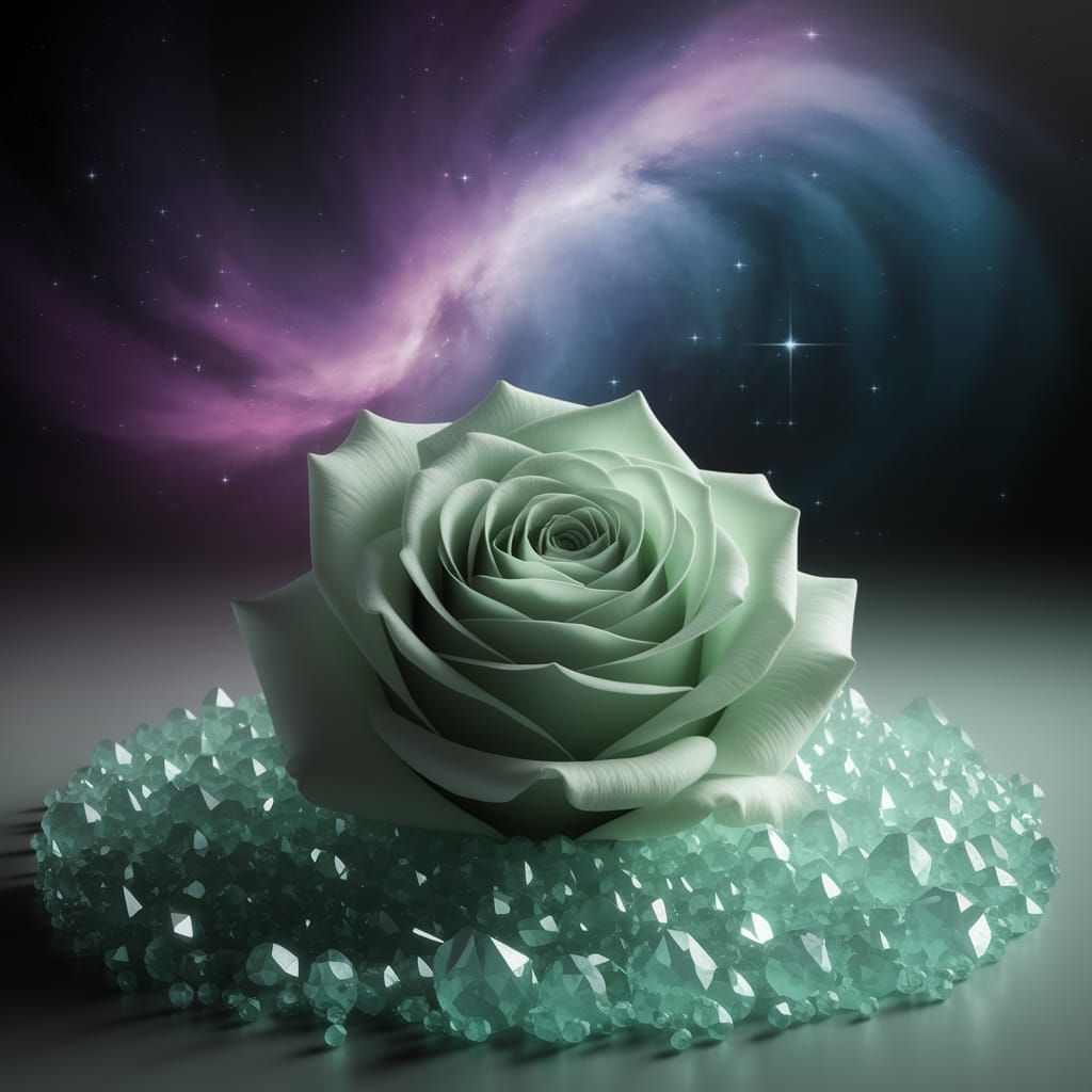 Ethereal Green Rose on Crystalline Bed