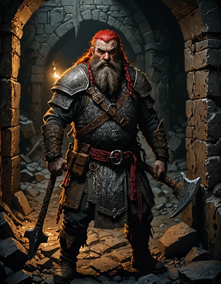 Gritty Dwarf Portrait in Dark Fantasy Style