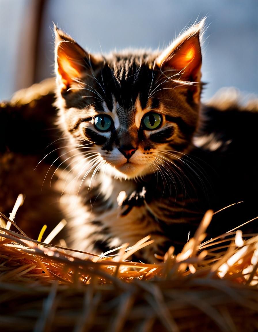 Surreal Barn Loft Cat in Warm Sunlight