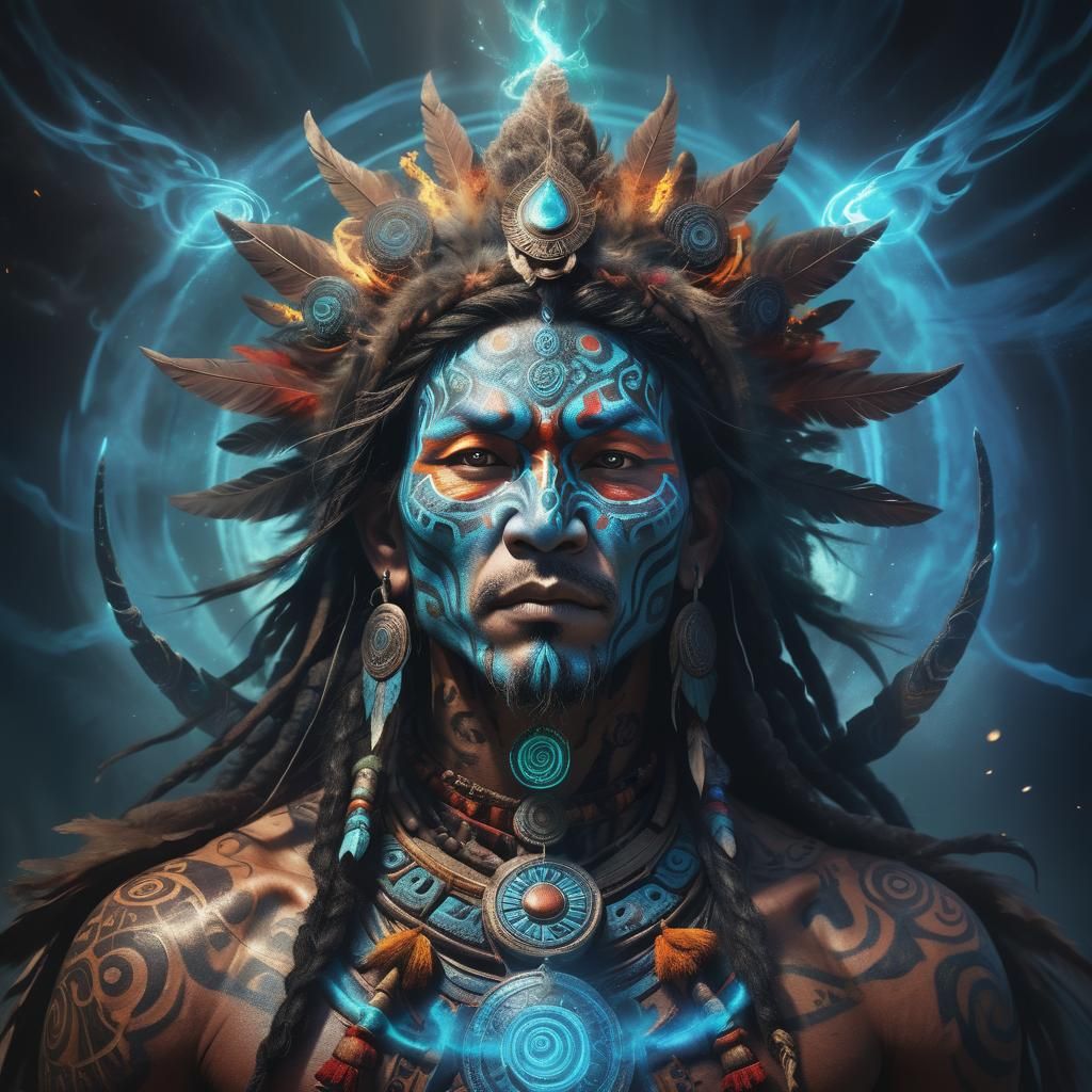 Mystical Shaman Embodied in Ethereal Vortex