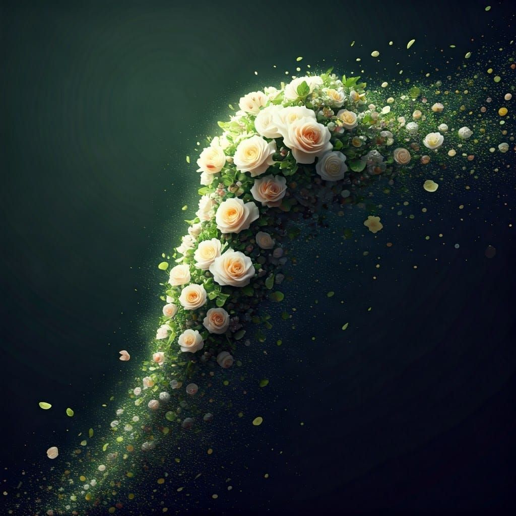 Feminine Form Adrift in Whirling Petals