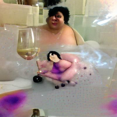 Sultry Modernist Bath Scene with Femme Fatale