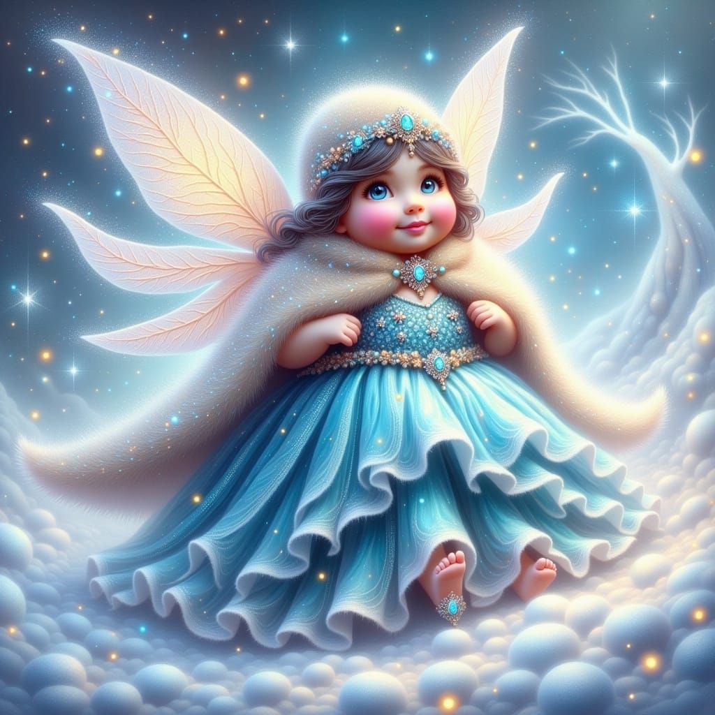 Winter Fairy in a Whirlwind of Snowflakes