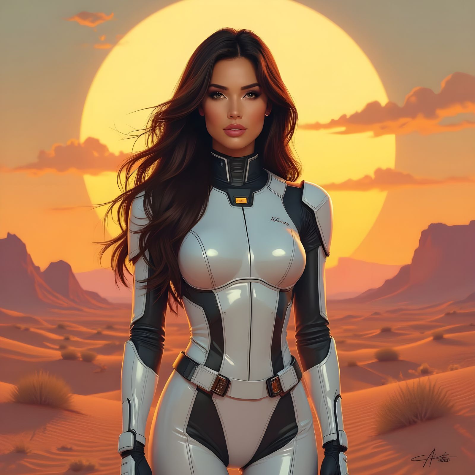 Futuristic Woman on Alien Planet in Impressionistic Style