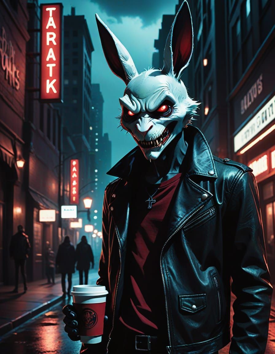 Modern Vampire Sips Coffee in City Night