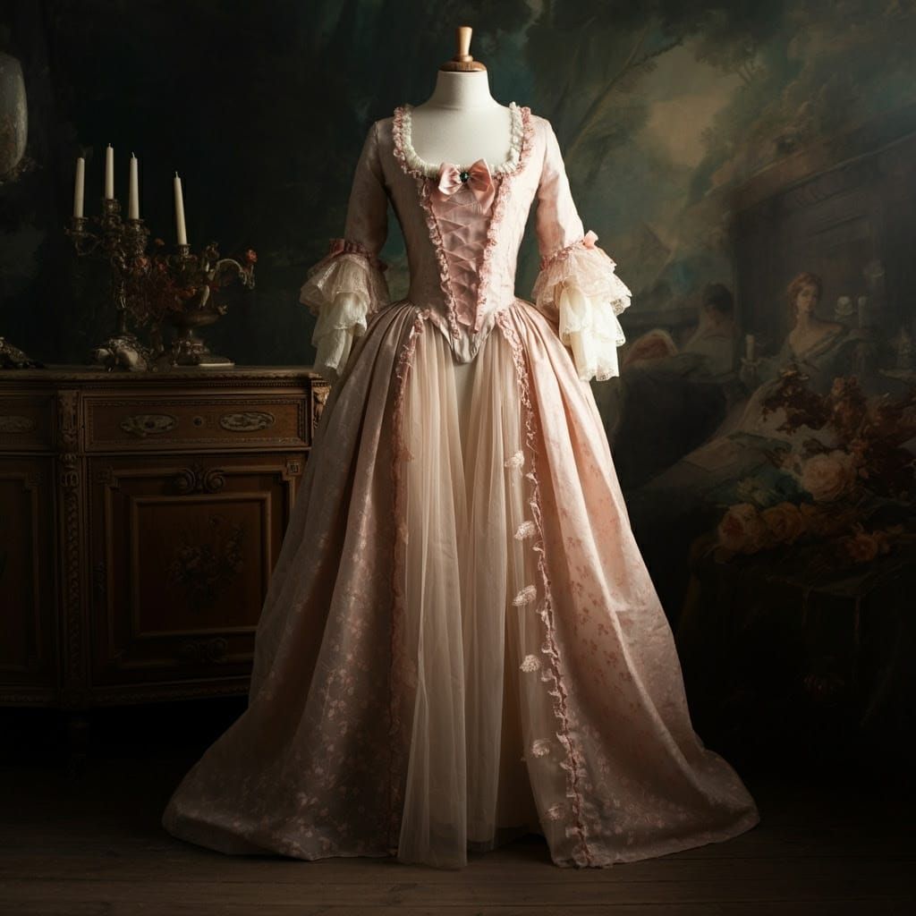 Ethereal Rococo Princess Dress on Antique Dress Form