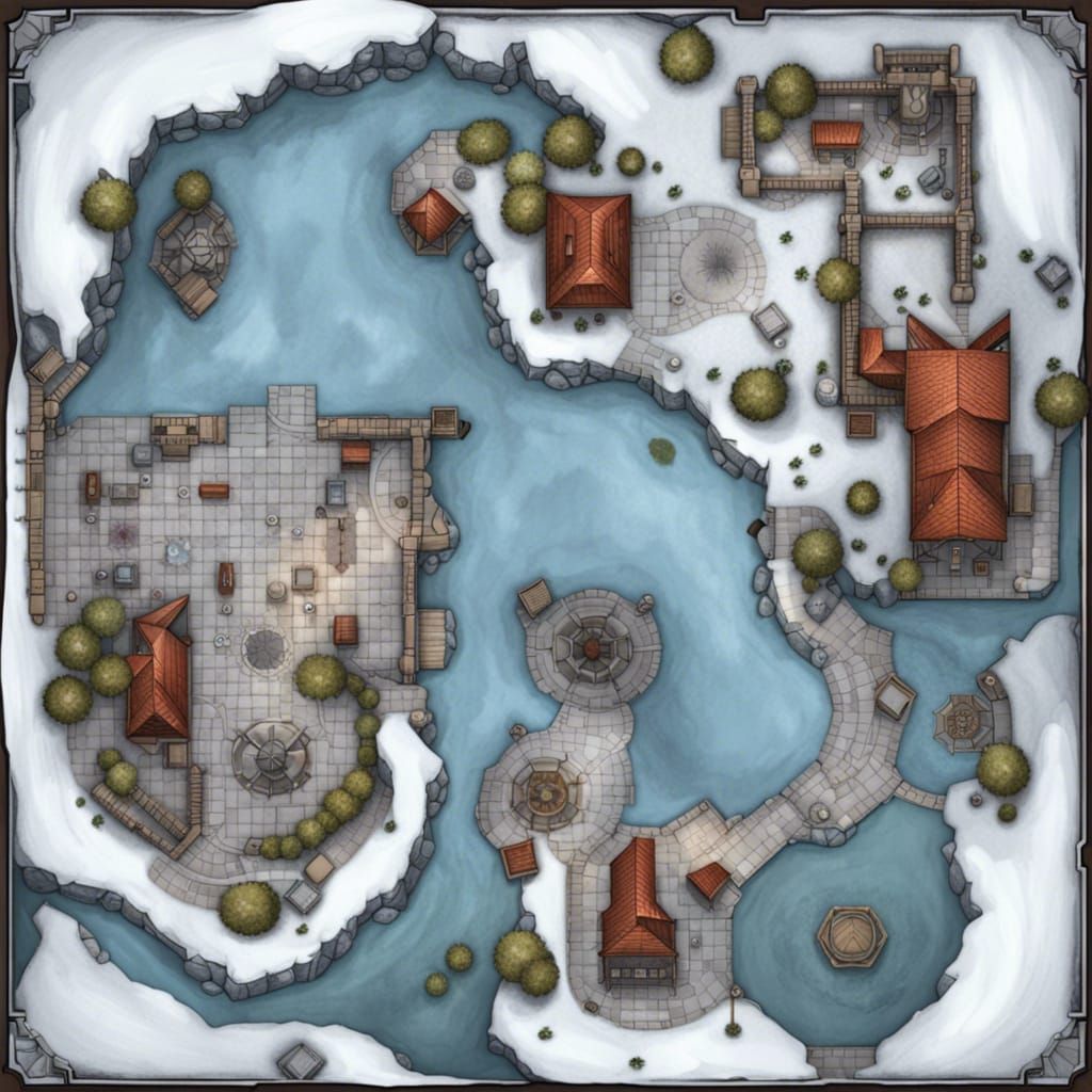 Frost Giant Village Battlemap in Fantasy Style