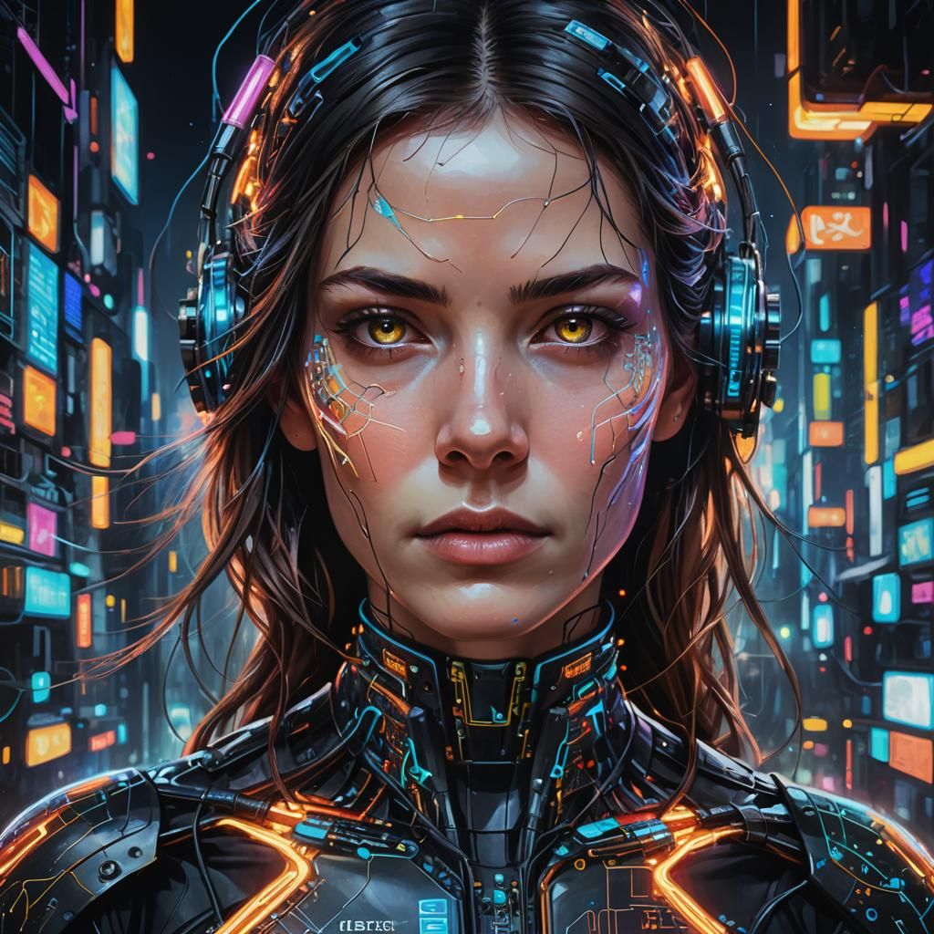 Cyberpunk Goddess in a Neon Metropolis