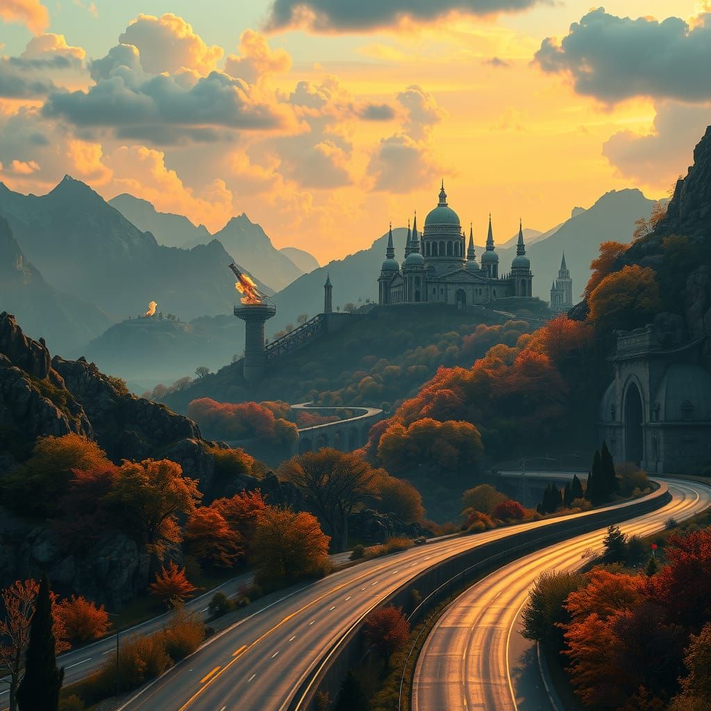 Mystical City Unfolds Beyond the Freeway Horizon