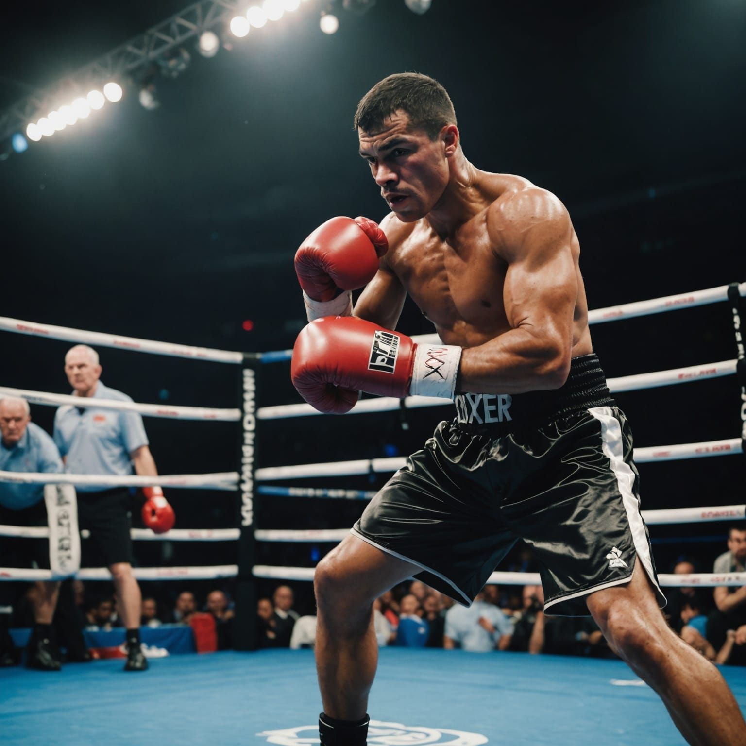 Boxer Dog in Action, Wearing Boxing Gloves and Shorts