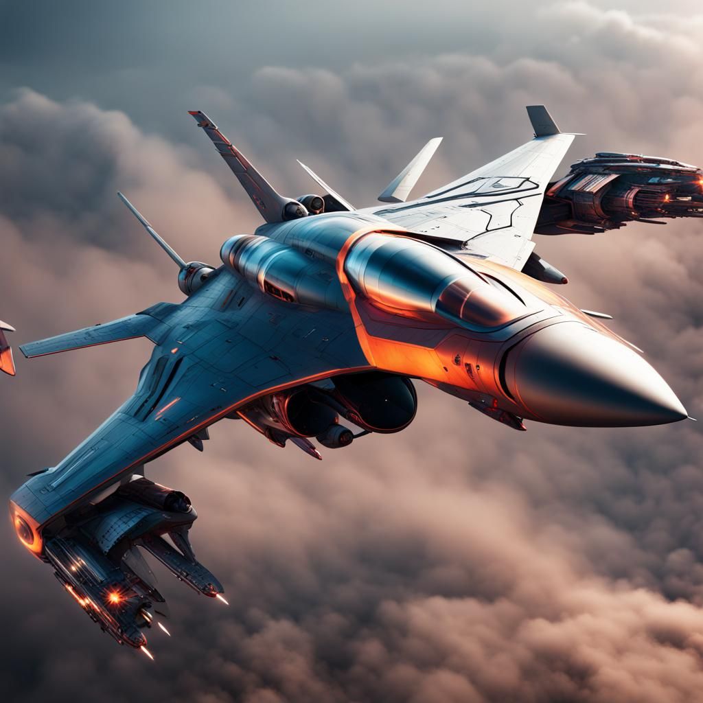Surreal Futuristic Fighterjet in Deep Color