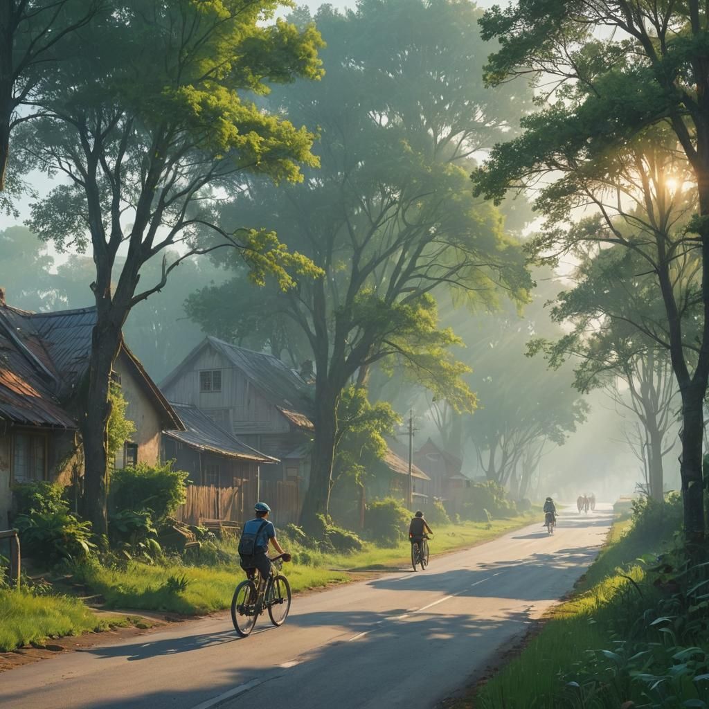 Village Morning in Golden Light
