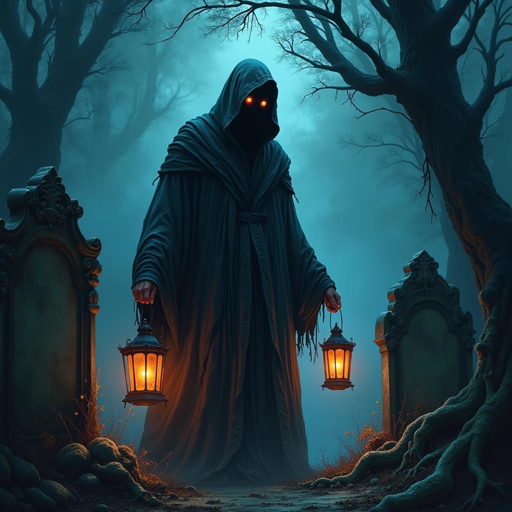 Mysterious Figure Emerges from Dark, Ancient Cemetery