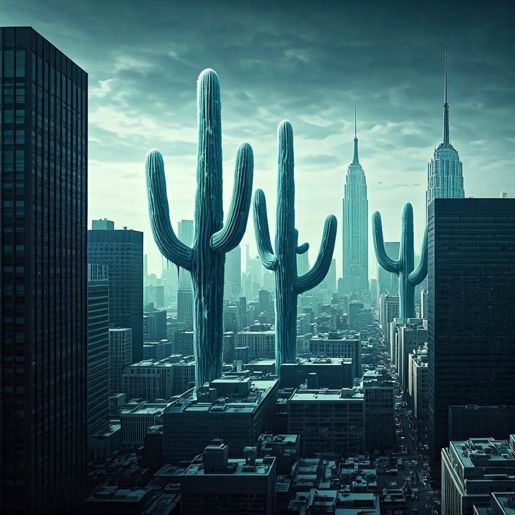 Epic Icy Cactus Apocalypse in Cinematic Film Still