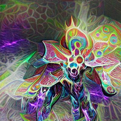 Ethereal Archon in Vibrant Psychedelic Hues