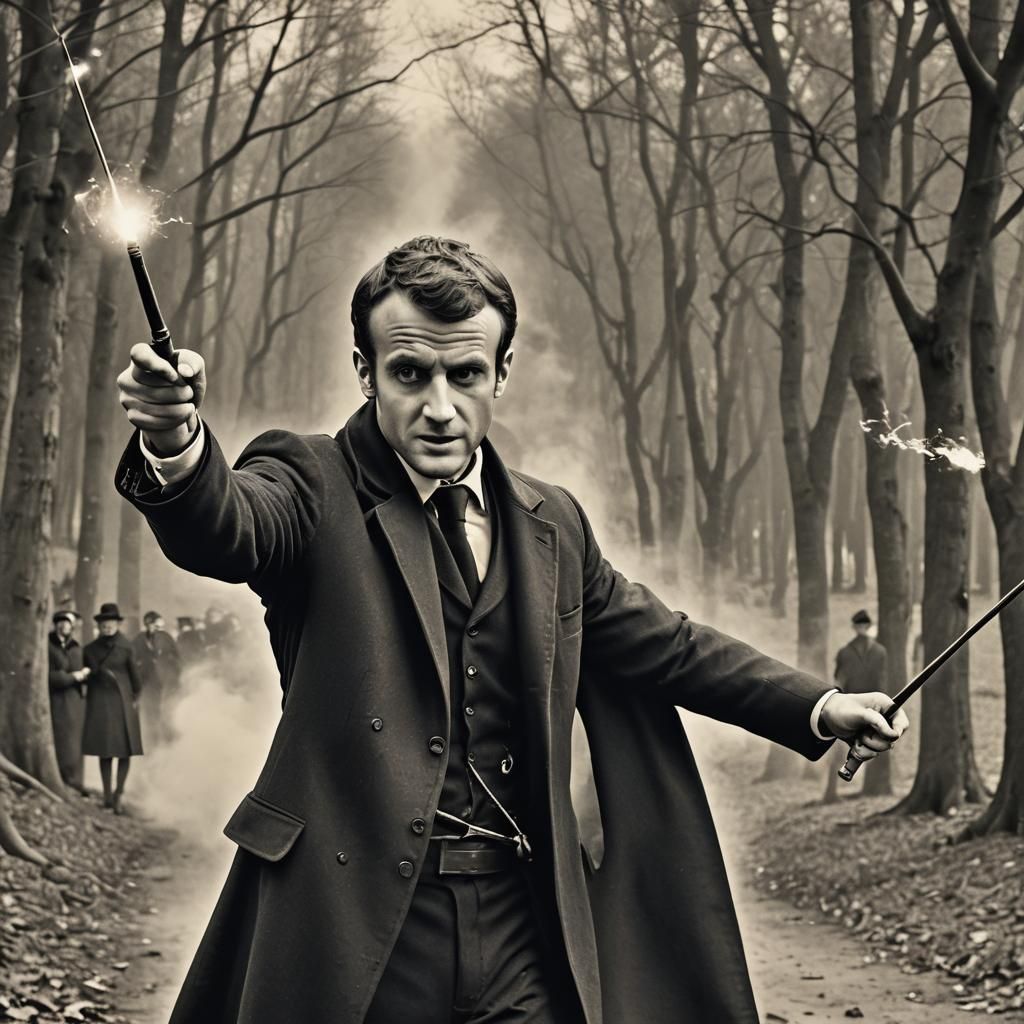French President Wields Magic in a 50s Cartoon-Style Duel
