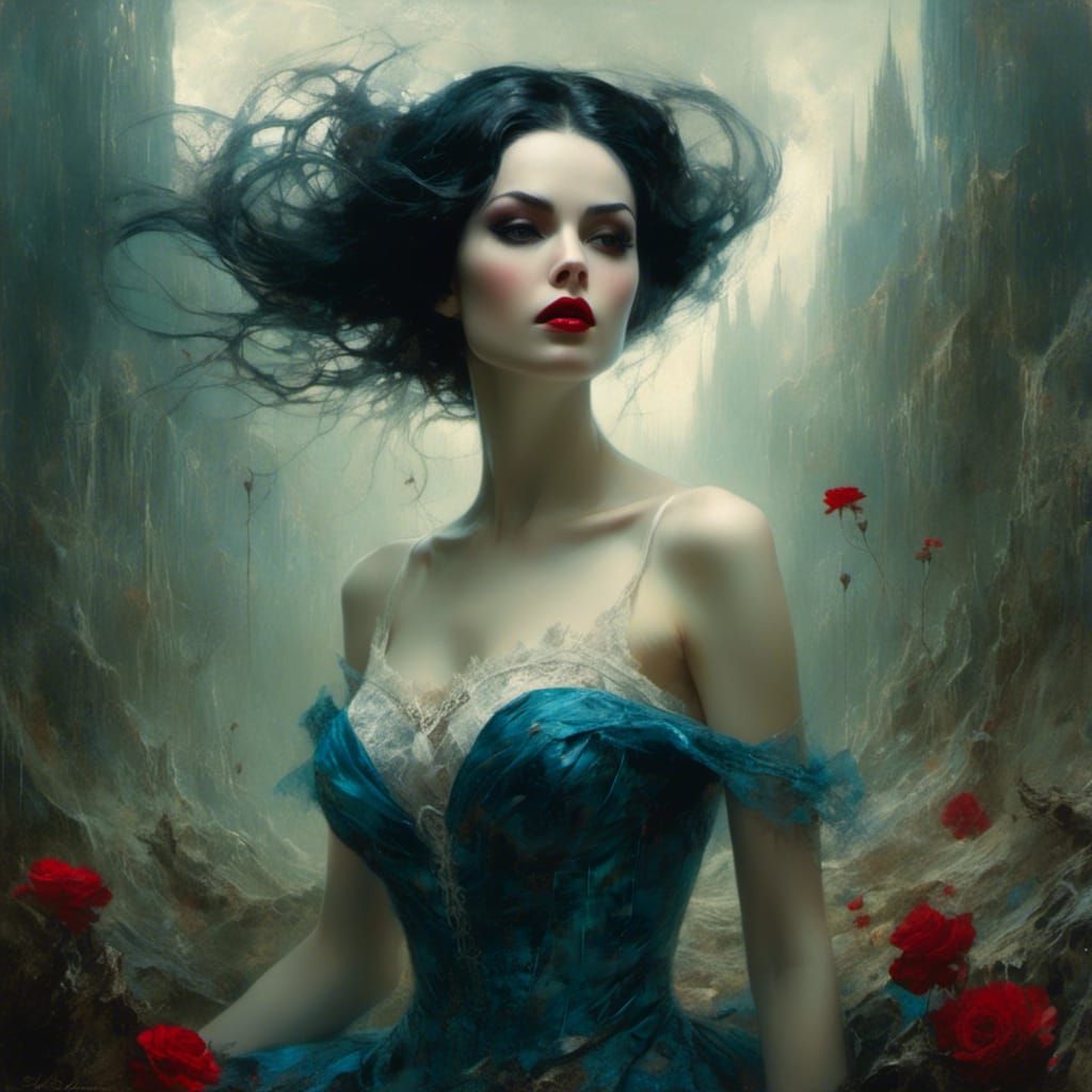 Glamorous Vampire Goddess in Bionic Nebula Style