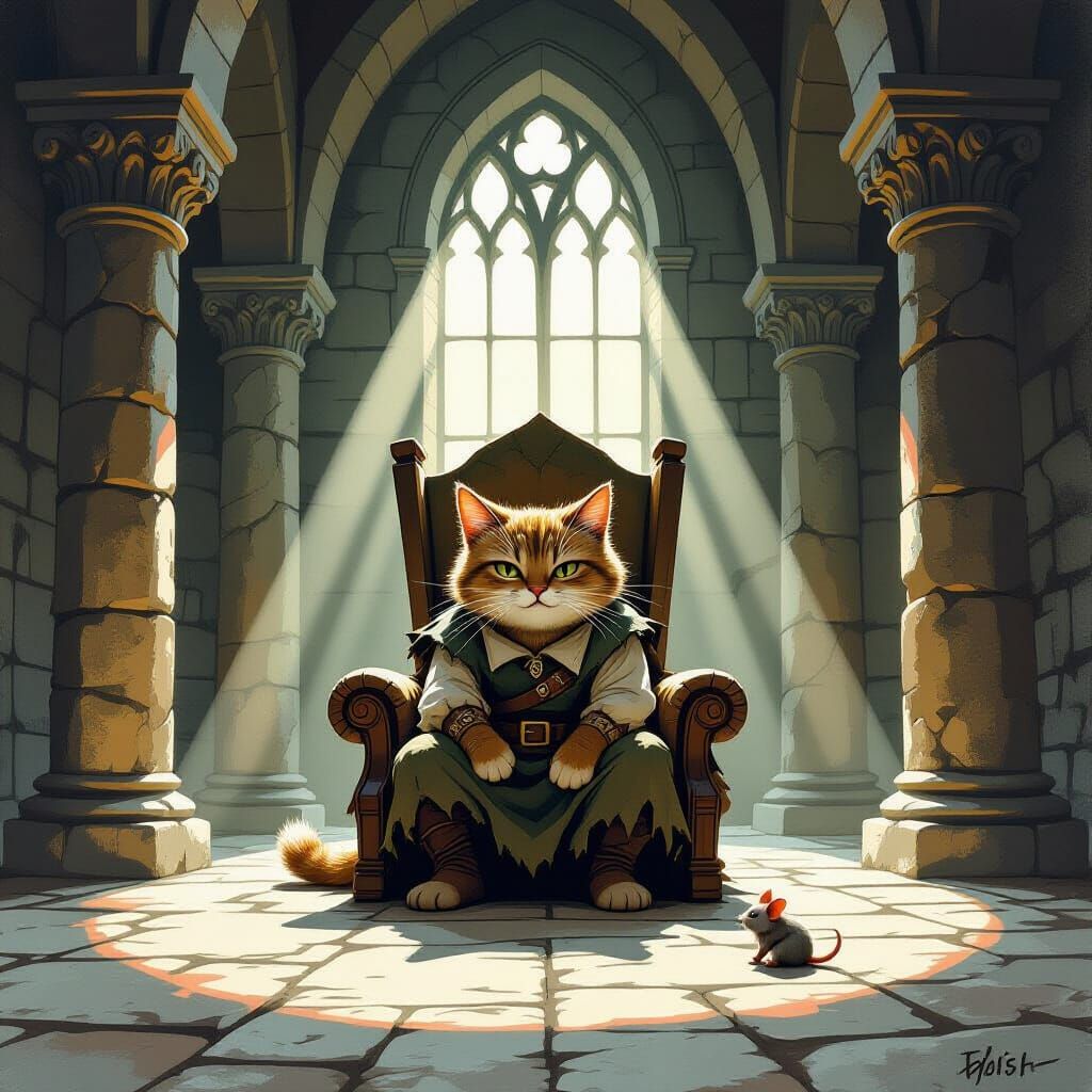 Kitto the Cat's Triumph: Ogre's Castle in Painterly Style