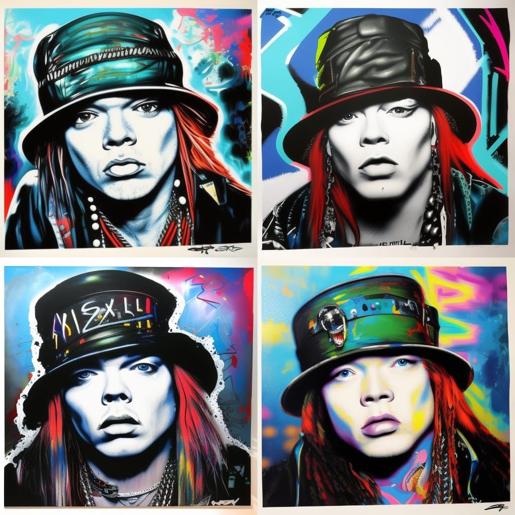 Axl Rose in 1991 Street Art Melting in Colorful Polychromati...
