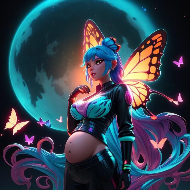 Magical butterfly on hot dream anime girl a sweet pregnant b...