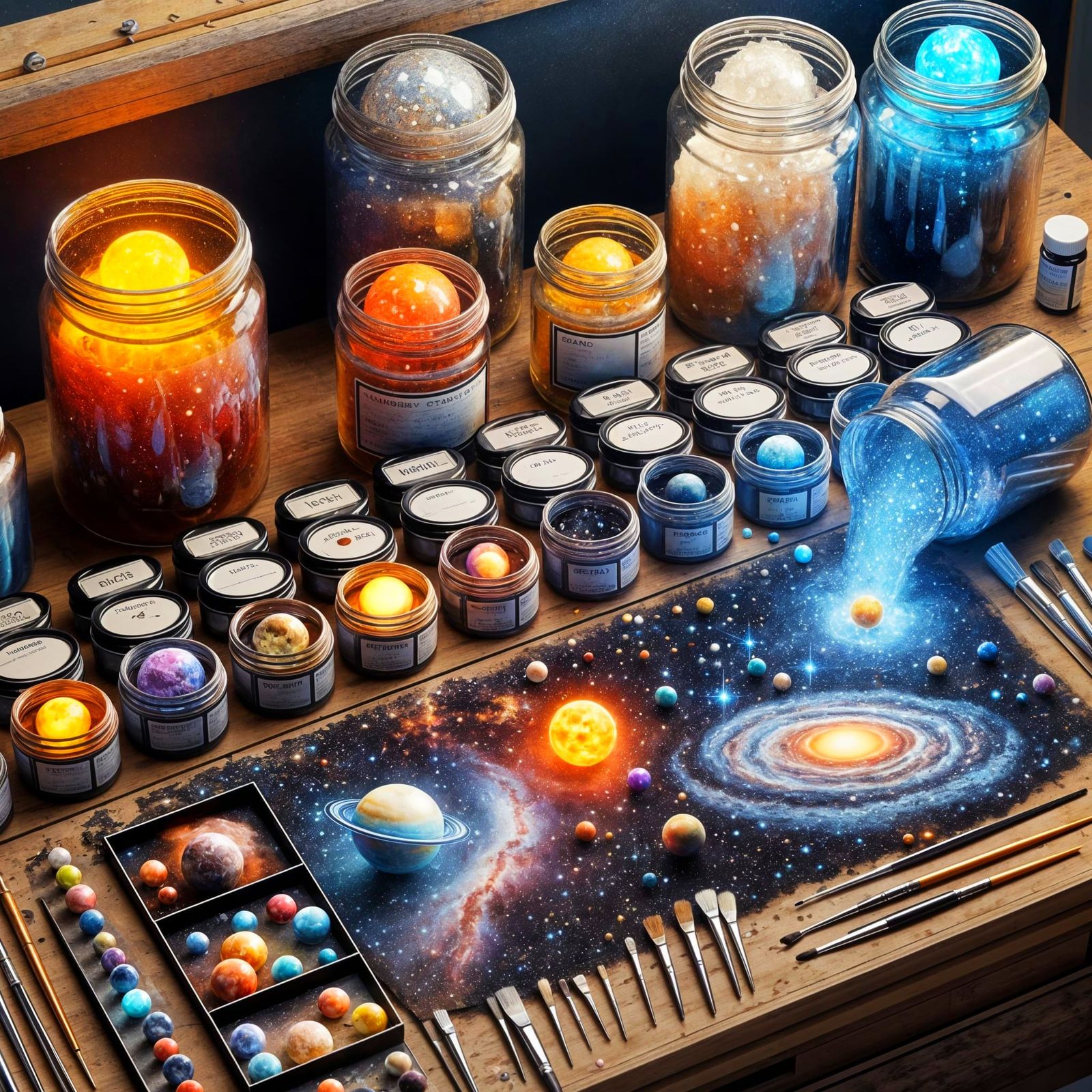 Cosmic Artist's Workbench with Galactic Spill