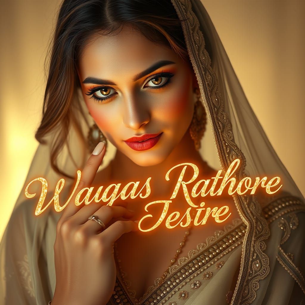 Elegant Woman Holding Shimmering Name in Art Nouveau Style