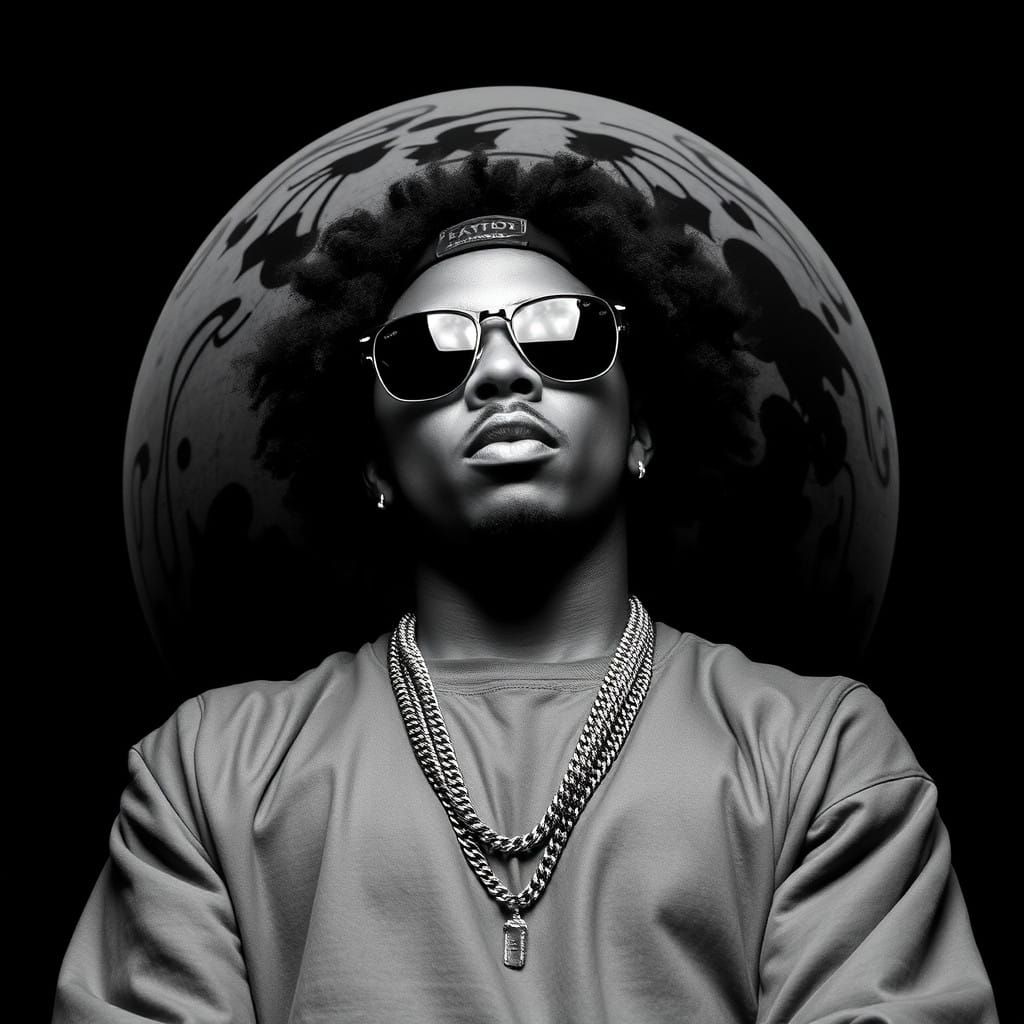 Golden Era Street Art in Vibrant Duochromatic Style